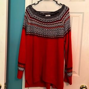 Maurice’s Red Sweater with “inside out” details
